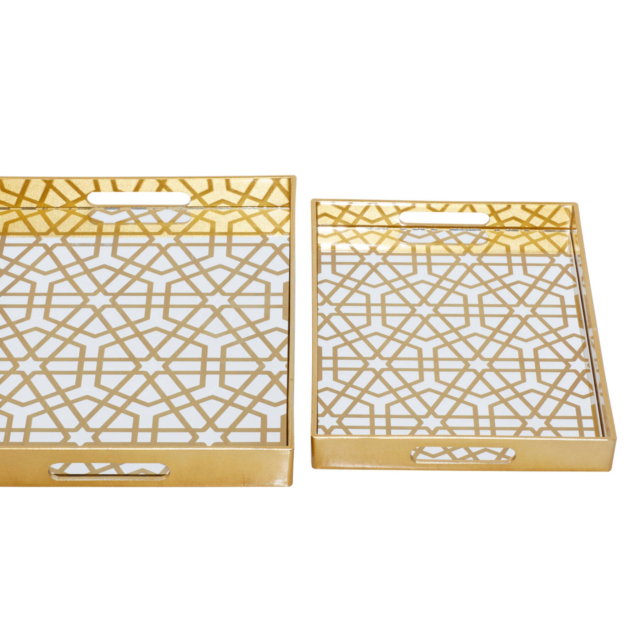 CosmoLiving by Cosmopolitan Matte Gold Plastic Glam Tray Set